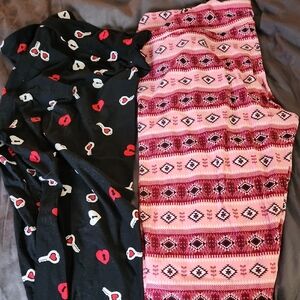 LuLaRoe Black and Pink Leggings Set